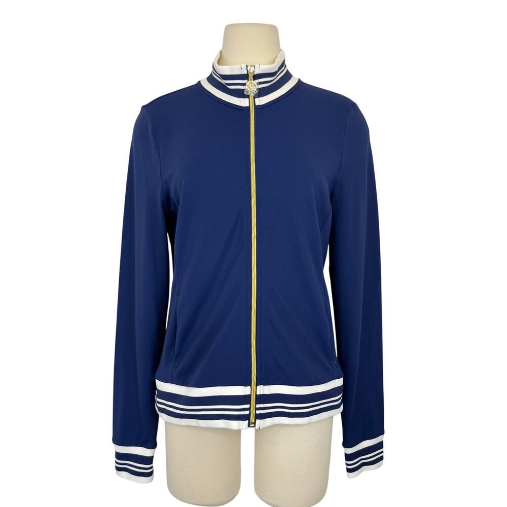 Lilly Pulitzer Luxletic Regate Jacket Meryl UPF50+ Full Zip Low Tide Navy M NWT